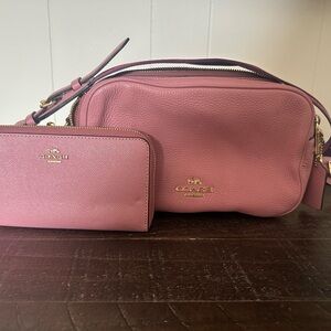 Coach Pink Crossbody Bag and Wallet Set